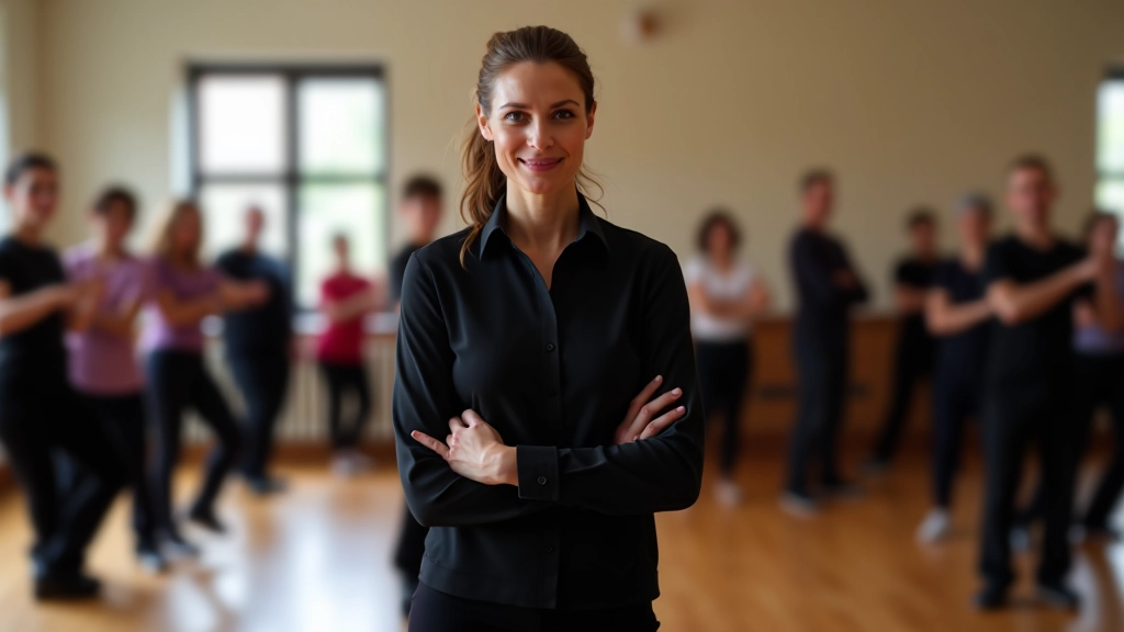 Dance instructor demonstrating technique in professional dance class